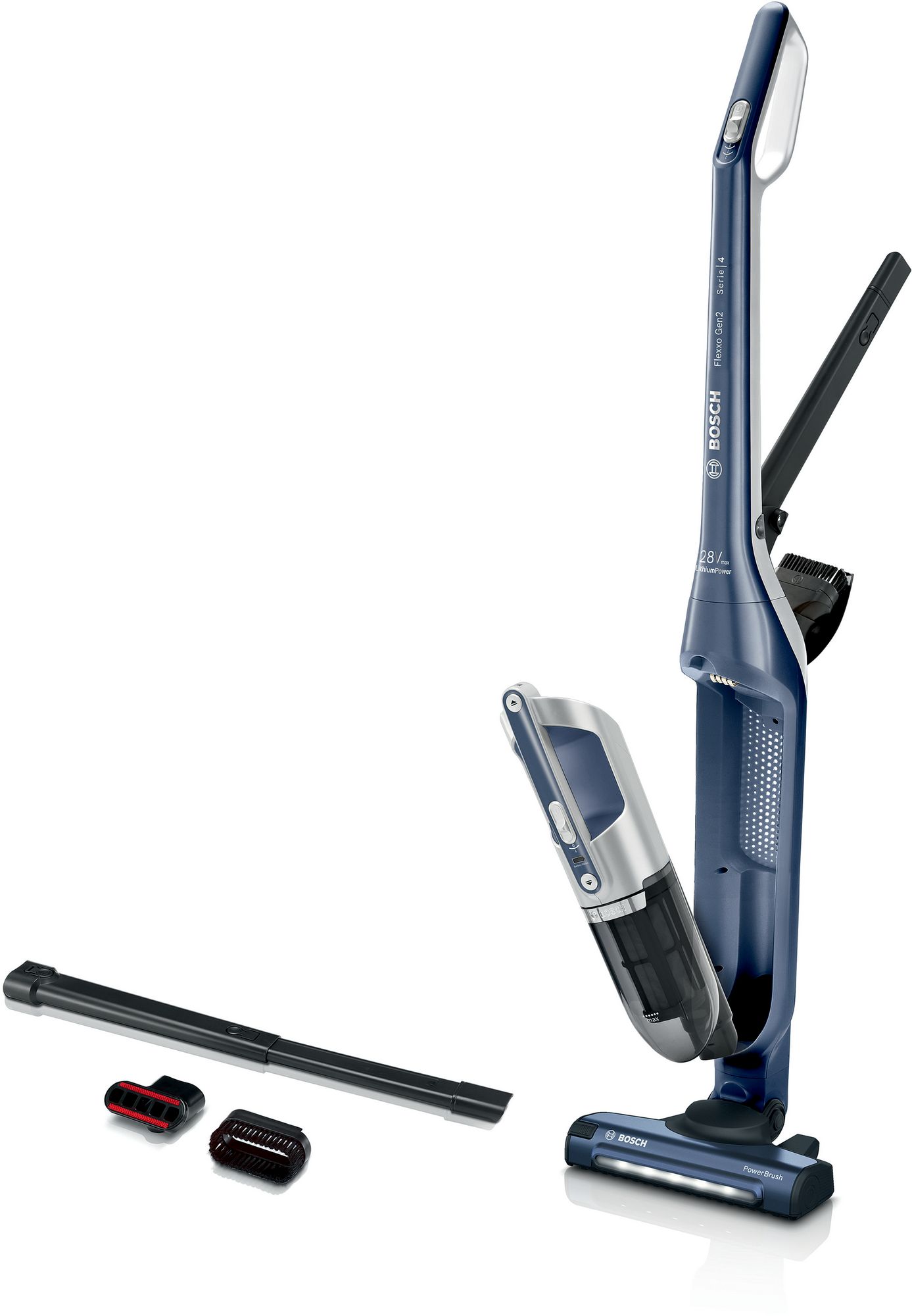 Bosch Serie 4 Genopladelig støvsuger Flexxo Gen2 28Vmax Blå BCH3K2851